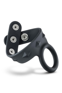 Черное эрекционное кольцо с подхватом мошонки на кнопках VS6 Черное эрекционное кольцо с подхватом мошонки на кнопках VS6