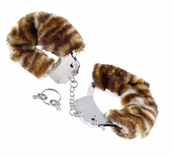 Металлические наручники Original Furry Cuffs с мехом под тигра Металлические наручники Original Furry Cuffs с мехом под тигра