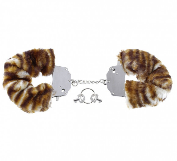 Металлические наручники Original Furry Cuffs с мехом под тигра Металлические наручники Original Furry Cuffs с мехом под тигра