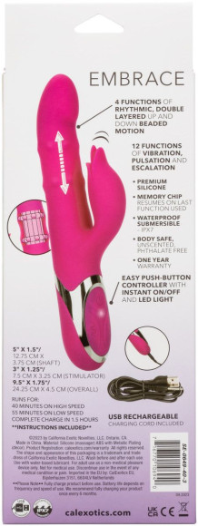 Розовый вибромассажер-кролик Enchanted Embrace с массажем бусин Розовый вибромассажер-кролик Enchanted Embrace с массажем бусин