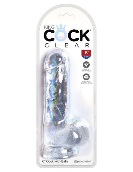 Прозрачный фаллоимитатор King Cock Clear 6 Cock with Balls - 17,8 см. Прозрачный фаллоимитатор King Cock Clear 6 Cock with Balls - 17,8 см.