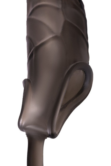 Дымчатая закрытая насадка с подхватом и анальным стимулятором Дымчатая закрытая насадка с подхватом и анальным стимулятором