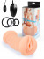 Телесный двусторонний мастурбатор с вибропулей и эрекционными кольцами в комплекте