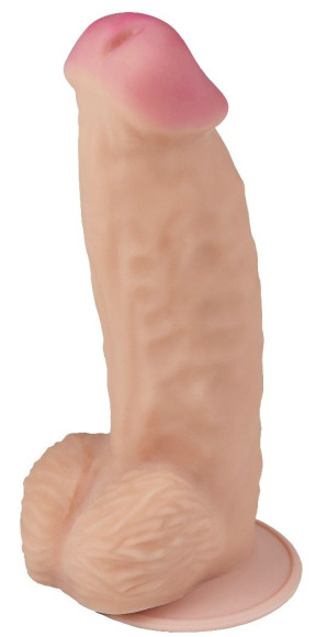 Телесный фаллоимитатор-супергигант с мошонкой на присоске - 34,5 см. Телесный фаллоимитатор-супергигант с мошонкой на присоске - 34,5 см.