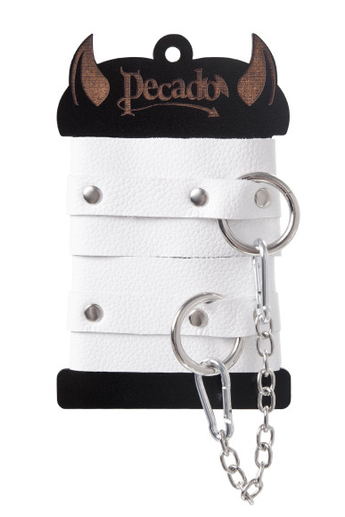 Белые мягкие кожаные оковы с люверсами Белые мягкие кожаные оковы с люверсами