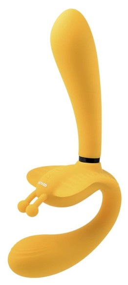 Желтый безремневой вибрострапон The Monarch - 23 см. Желтый безремневой вибрострапон The Monarch - 23 см.