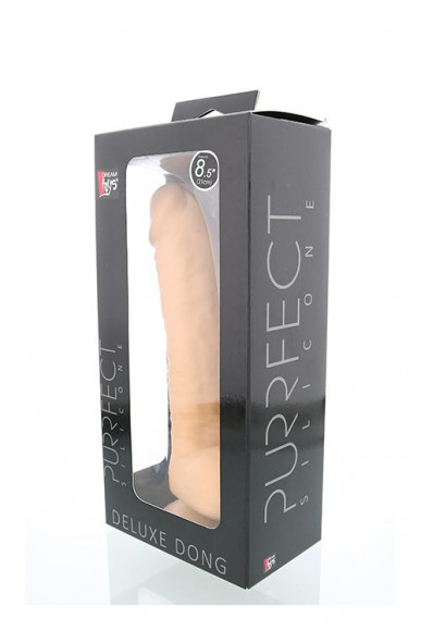 Телесный фаллоимитатор PURRFECT SILICONE DELUXE DONG 8.5INCH - 21 см.