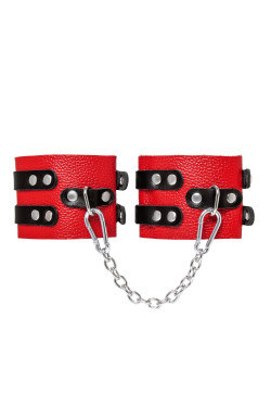 Красно-черные мягкие оковы с двумя ремешками с люверсами
