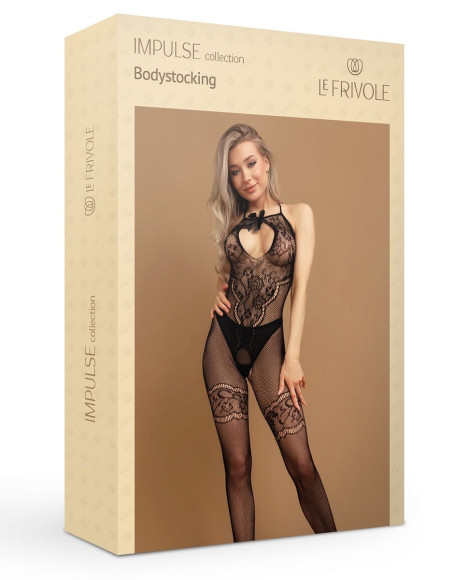 Черный боди-комбинезон с бантиком и вырезом на груди Черный боди-комбинезон с бантиком и вырезом на груди