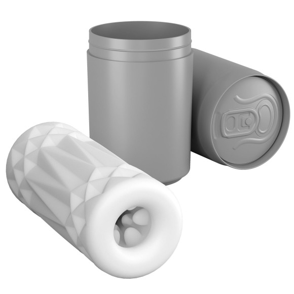 Белый компактный мастурбатор в банке с откидной крышкой Белый компактный мастурбатор в банке с откидной крышкой
