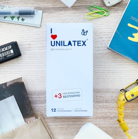 Ультратонкие презервативы Unilatex Ultra Thin - 12 шт. + 3 шт. в подарок Ультратонкие презервативы Unilatex Ultra Thin - 12 шт. + 3 шт. в подарок
