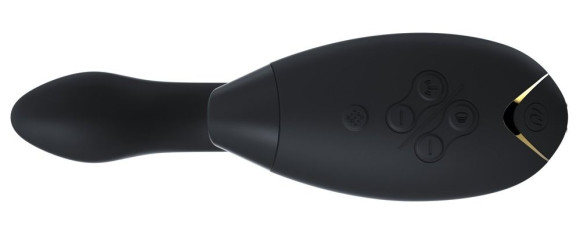 Чёрный стимулятор Womanizer DUO с вагинальным отростком Чёрный стимулятор Womanizer DUO с вагинальным отростком