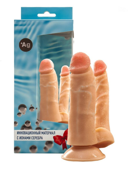 Анально-вагинальный фаллоимитатор с ионами серебра №8 телесного цвета - 13,5 см. Анально-вагинальный фаллоимитатор с ионами серебра №8 телесного цвета - 13,5 см.