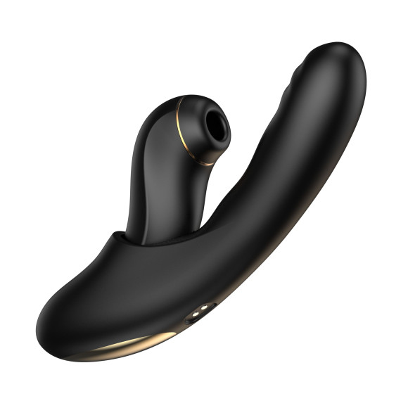 Черный вибратор с возвратно-поступательными движениями и вакуумом Fatima - 19,2 см. Черный вибратор с возвратно-поступательными движениями и вакуумом Fatima - 19,2 см.