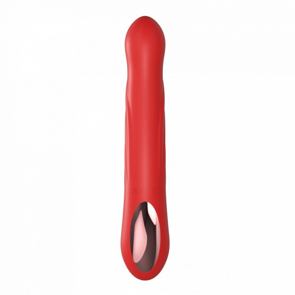 Красный силиконовый вибратор-кролик с фрикциями - 22 см.