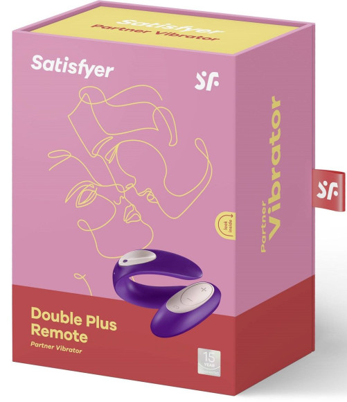 Фиолетовый вибратор для пар Satisfyer Double Plus Remote с пультом ДУ Фиолетовый вибратор для пар Satisfyer Double Plus Remote с пультом ДУ