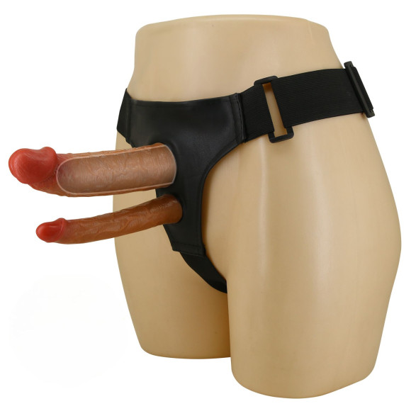 Темно-бежевый фаллопротез для двойного проникновения - 17,5 см. Темно-бежевый фаллопротез для двойного проникновения - 17,5 см.