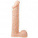 Телесный фаллоимитатор с мошонкой и заострённой головкой - 23 см.