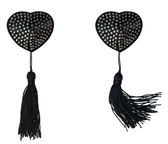 Черные пэстисы-сердечки Evans с кисточками и стразами Черные пэстисы-сердечки Evans с кисточками и стразами