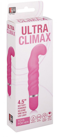 Розовый вибромассажёр с загнутым кончиком NEON ULTRA CLIMAX PINK - 11,4 см. Розовый вибромассажёр с загнутым кончиком NEON ULTRA CLIMAX PINK - 11,4 см.