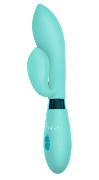 Мятный вибратор Gina с клиторальным отростком - 20 см. Мятный вибратор Gina с клиторальным отростком - 20 см.