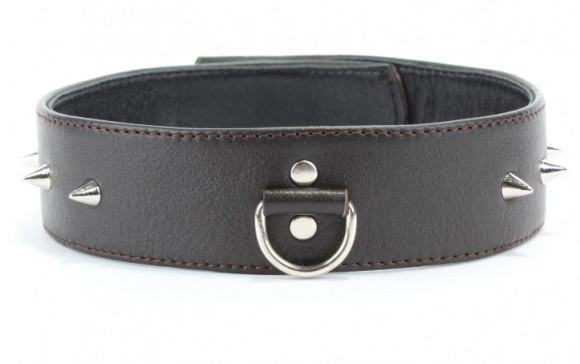 Коричневый кожаный ошейник увеличенного размера Коричневый кожаный ошейник увеличенного размера