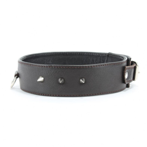 Коричневый кожаный ошейник увеличенного размера Коричневый кожаный ошейник увеличенного размера