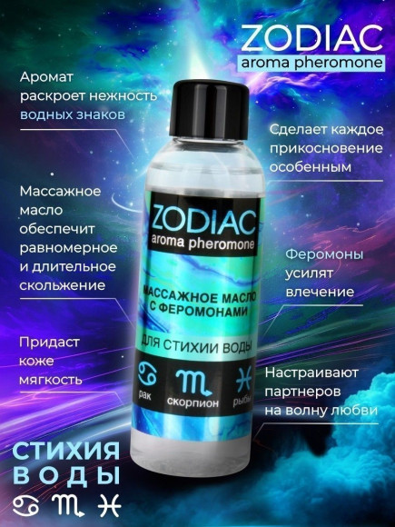Массажное масло с феромонами ZODIAC Aqua - 75 мл. Массажное масло с феромонами ZODIAC Aqua - 75 мл.