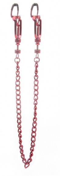 Красные зажимы на соски с цепочкой Helix Nipple Clamps