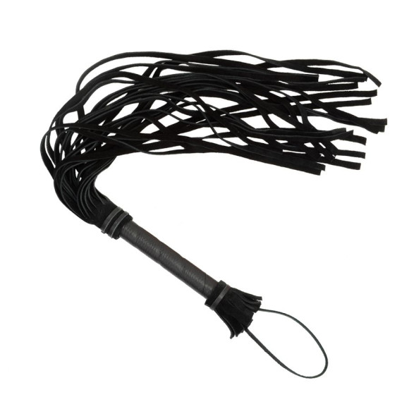 Чёрная плеть с кожаной рукоятью - 65 см. Чёрная плеть с кожаной рукоятью - 65 см.