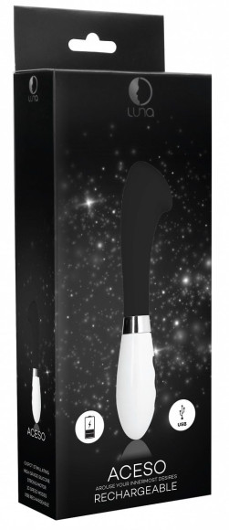 Черный вибратор Aceso с утолщенной головкой - 20,8 см. Черный вибратор Aceso с утолщенной головкой - 20,8 см.