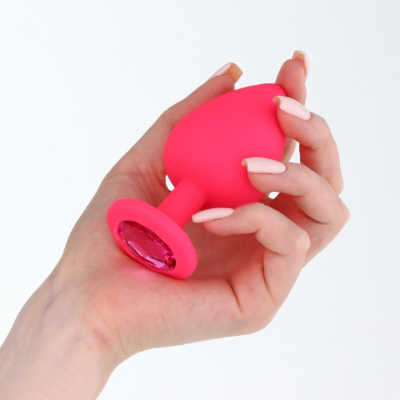 Розовая анальная пробка Оки-Чпоки с кристаллом - 9,4 см. Розовая анальная пробка Оки-Чпоки с кристаллом - 9,4 см.