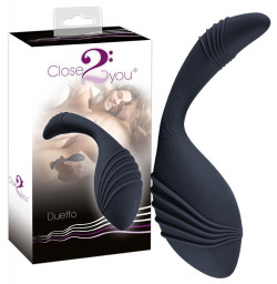 Чёрный стимулятор Close2You Duetto - 23,5 см.