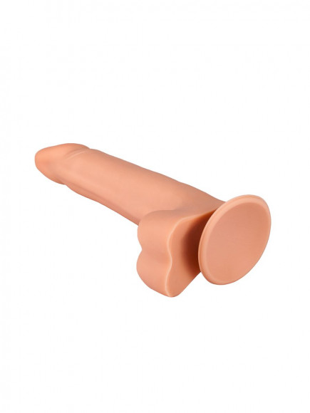 Фаллоимитатор-реалистик с мошонкой на присоске - 17,8 см. Фаллоимитатор-реалистик с мошонкой на присоске - 17,8 см.