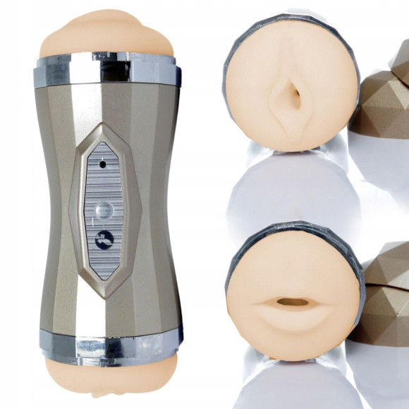 Двусторонний мастурбатор с вибрацией Double Delight - вагина и ротик Двусторонний мастурбатор с вибрацией Double Delight - вагина и ротик