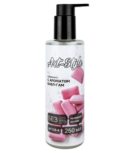 Лубрикант на водной основе Art-Style с ароматом бабл-гам - 250 мл. Лубрикант на водной основе Art-Style с ароматом бабл-гам - 250 мл.