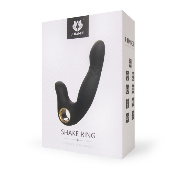 Черный вибромассажер Shake Ring - 16,8 см. Черный вибромассажер Shake Ring - 16,8 см.