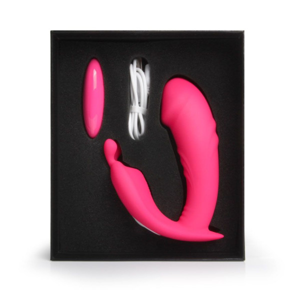 Розовый вибромассажёр с пультом дистанционного управления Розовый вибромассажёр с пультом дистанционного управления