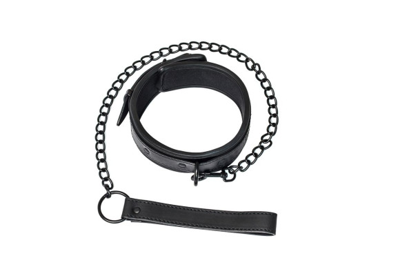 Черный ошейник с поводком Kinky Черный ошейник с поводком Kinky