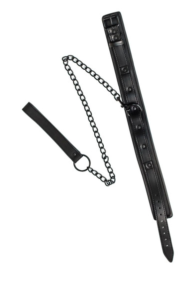 Черный ошейник с поводком Kinky Черный ошейник с поводком Kinky