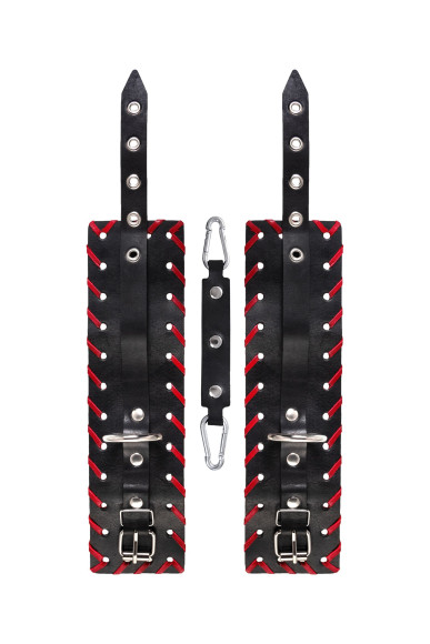 Черно-красные оковы из натуральной кожи Черно-красные оковы из натуральной кожи