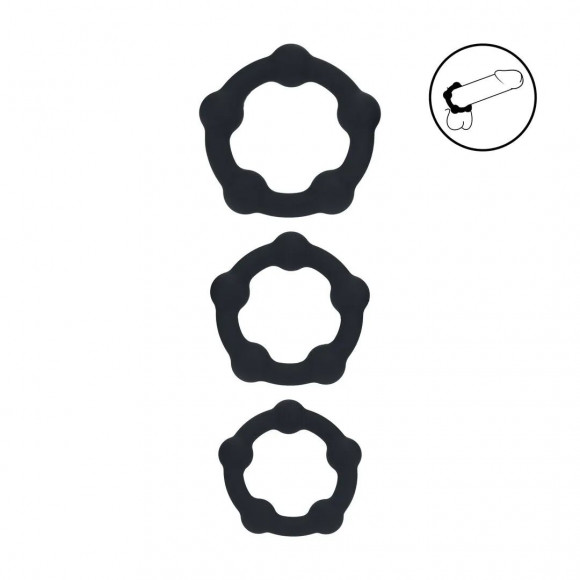 Набор из 3 эрекционных колец Beaded Silicone Cockring Set Набор из 3 эрекционных колец Beaded Silicone Cockring Set