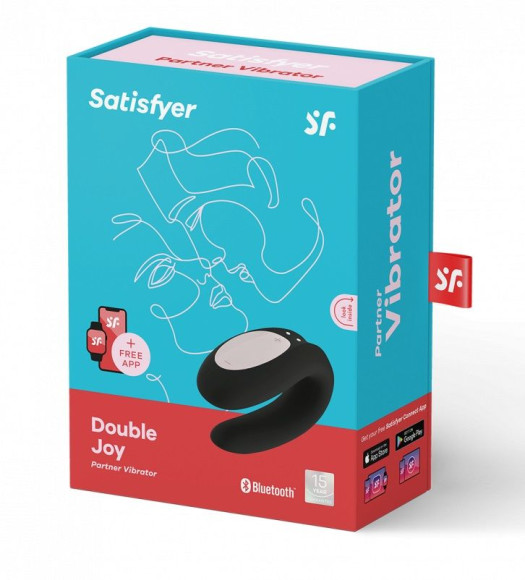 Черный вибратор для пар Double Joy с управлением через приложение Черный вибратор для пар Double Joy с управлением через приложение