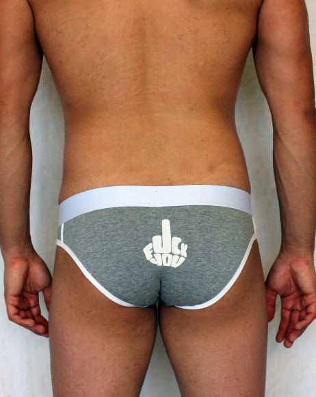 Серые трусы-слипы с провокационным принтом на задней части Серые трусы-слипы с провокационным принтом на задней части