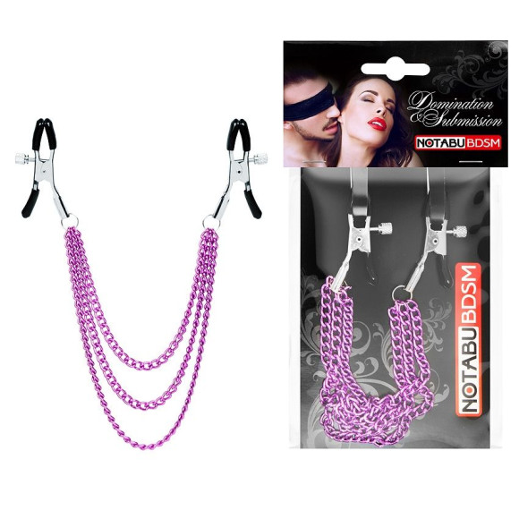 Оригинальные зажимы на соски с тройной розовой цепочкой Оригинальные зажимы на соски с тройной розовой цепочкой