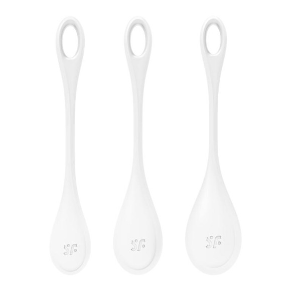 Набор из 3 белых вагинальных шариков Yoni Power 1 Набор из 3 белых вагинальных шариков Yoni Power 1