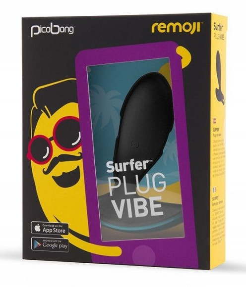Чёрная анальная вибропробка SURFER PLUG VIBE с управлением со смартфона