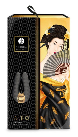 Черный двойной вибростимулятор AIKO с двумя моторами Черный двойной вибростимулятор AIKO с двумя моторами