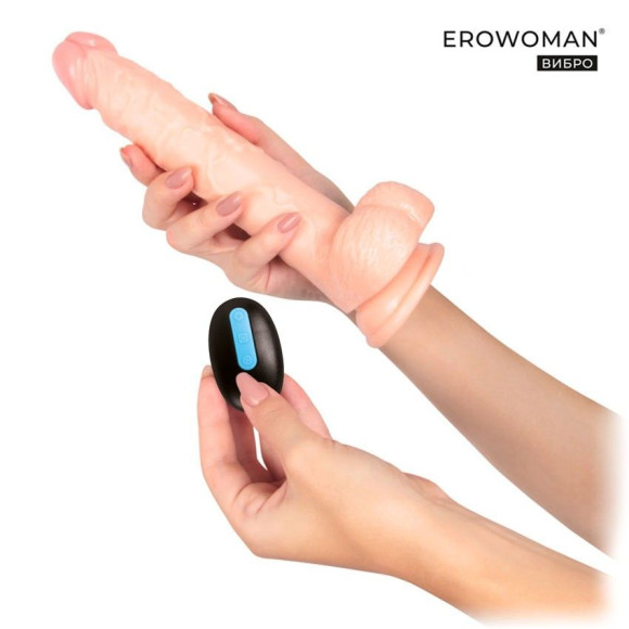 Телесный вибратор-ротатор Erowoman с пультом ДУ - 23 см. Телесный вибратор-ротатор Erowoman с пультом ДУ - 23 см.
