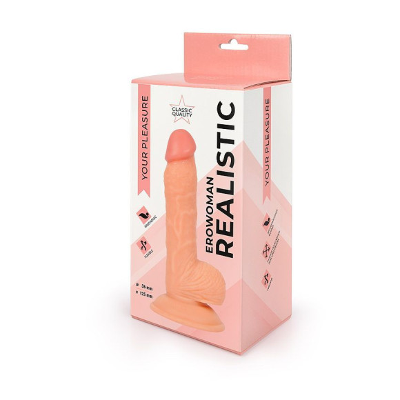 Реалистичный фаллоимитатор Erowoman телесного цвета - 18 см. Реалистичный фаллоимитатор Erowoman телесного цвета - 18 см.